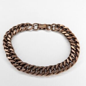 Vintage Heavy Solid Copper Link Bracelet  8 Inch 26.3 Grams